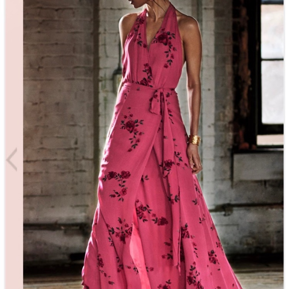 Long flower printed dress (wrap around)